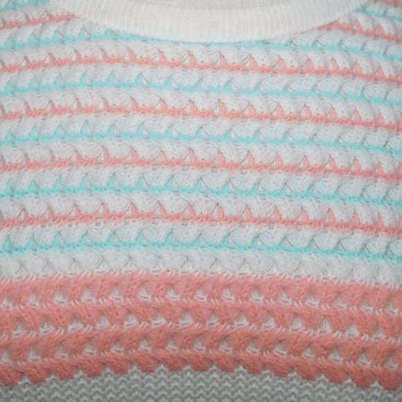 COPY - Vintage 80s Retro Les Tricots Femina Womens M Acrylic White Pink Blue Sw… - Picture 6 of 8